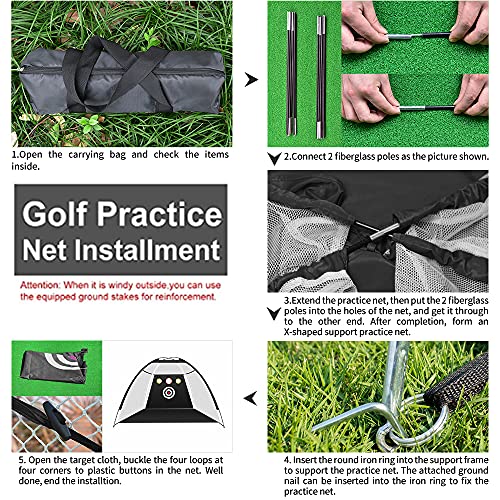 10 Foot Golf Practice Net with 3 Chipping Targets - Deluxe Golf Nets