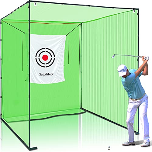 10x10 Golf Cage - Deluxe Golf Cage with Golf Target & Golf Hitting Mat