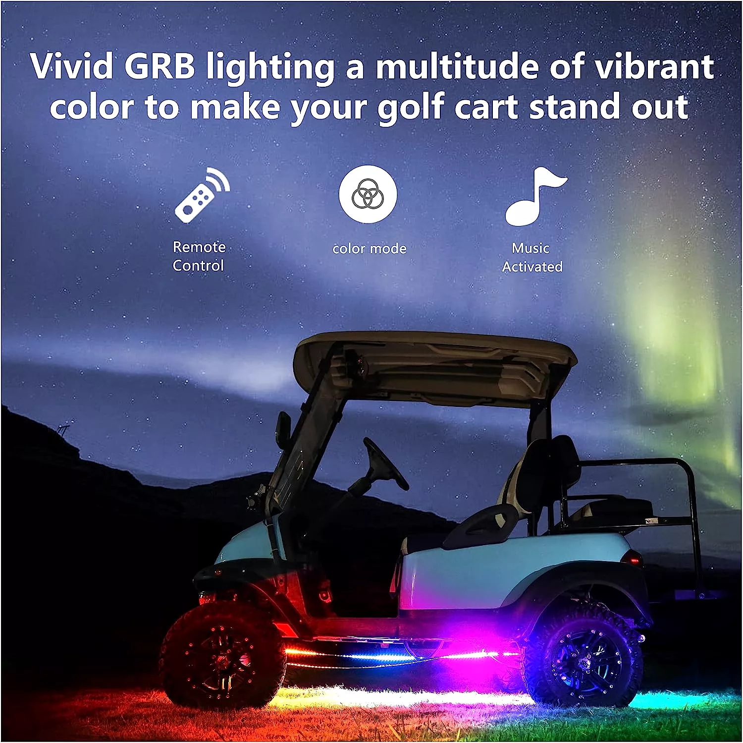 12V-66V Universal Golf Cart LED Light Strip Kit Light Bars and Light Strips - 10L0L