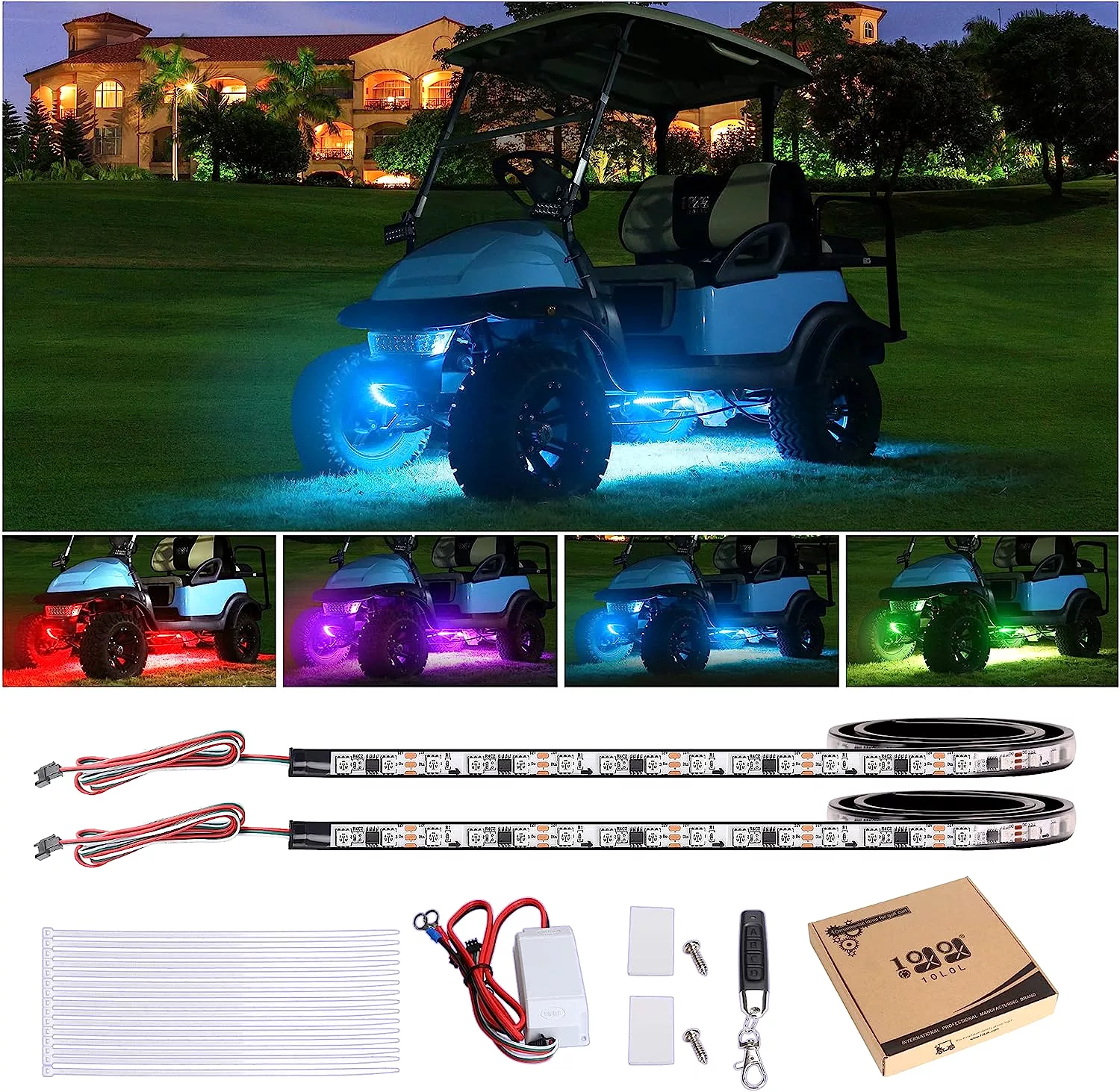 12V-66V Universal Golf Cart LED Light Strip Kit Light Bars and Light Strips - 10L0L