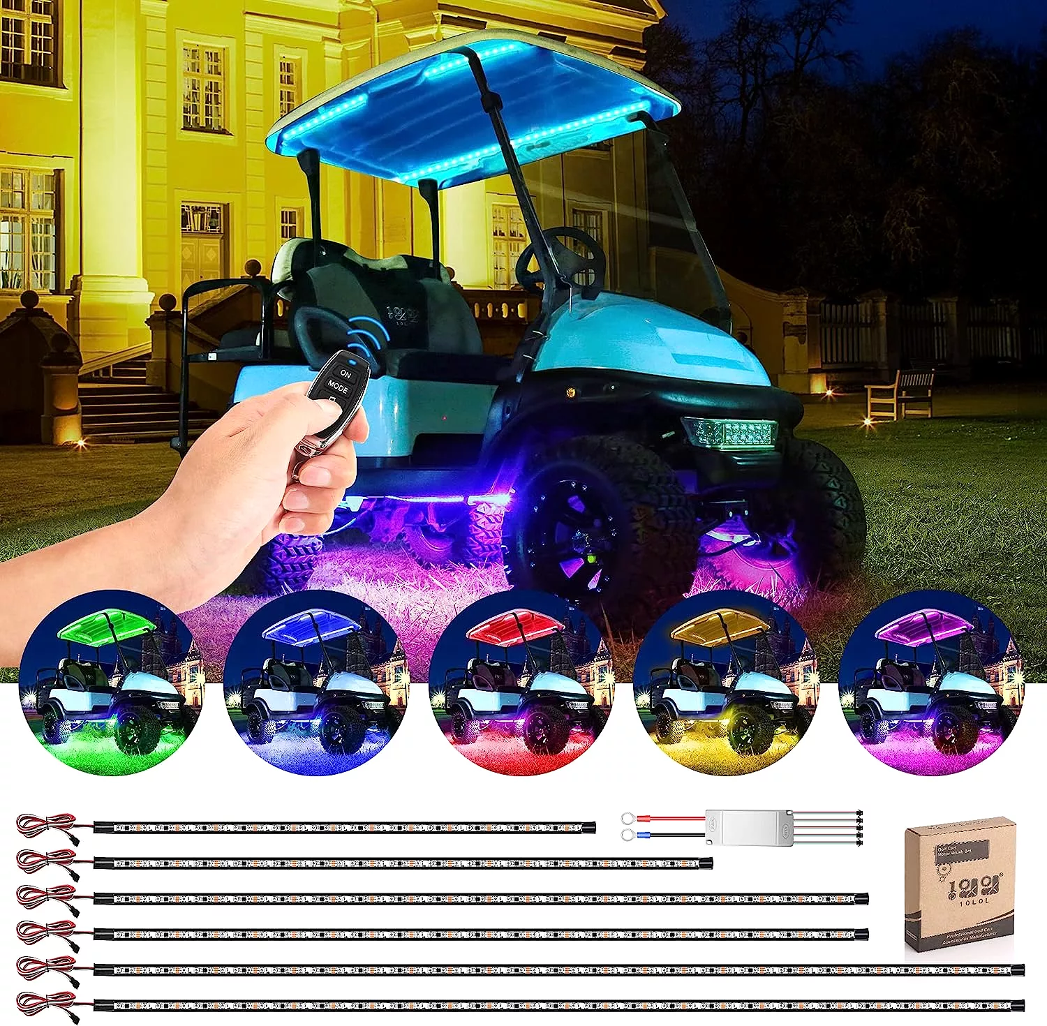 12V-66V Universal Golf Cart LED Light Strip Kit Light Bars and Light Strips - 10L0L