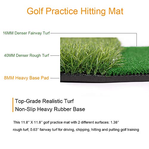 12x12 Small Dual Surface Golf Hitting Mat - Golf Mat for Backyard