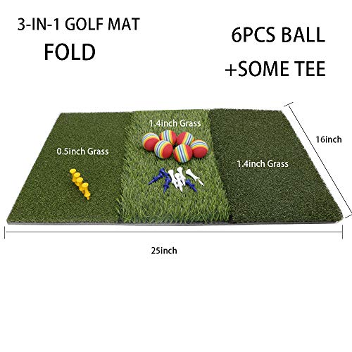 16x25 Tri Turf Golf Mat - 3in1 Foldable Portable Premium Realistic Turf