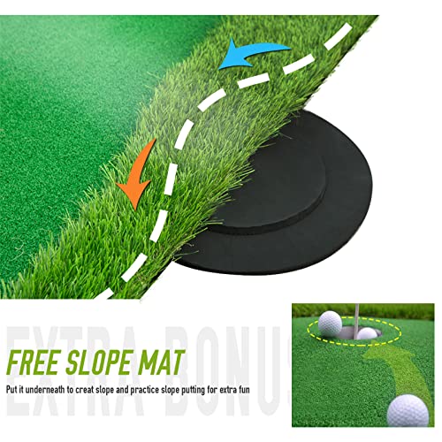 2-in-1 Golf Putting Green/Golf Hitting Mat, 10' Golf Practice Chipping