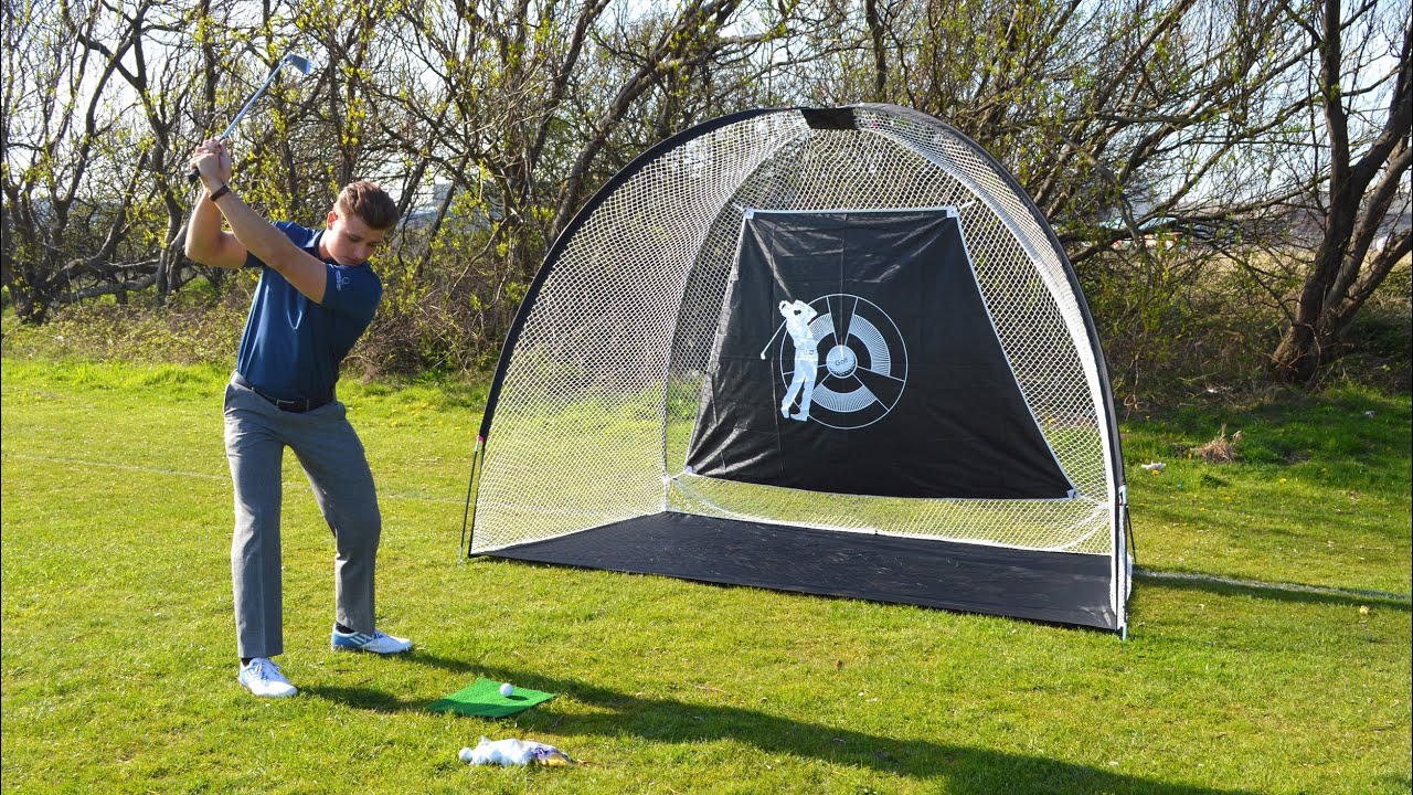 2022 Black 10 Foot Golf Practice Net  - Golf Net, Mat & Balls