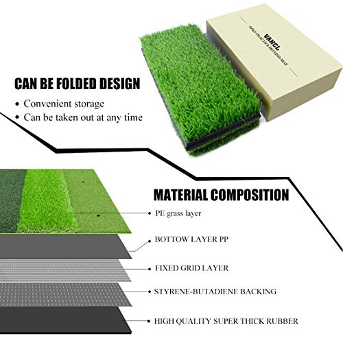 25 x 25 Golf Hitting Mat - 3-in-1 Foldable Turf Grass Mat with Balls & Tees