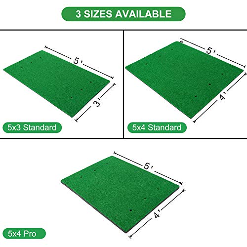 3x5 Foot Golf Hitting Mats with Rubber Tees - Large Golf Practice Mat