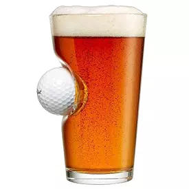 BenShot Pint Glass with Real Golf Ball - Golf Glass Gift