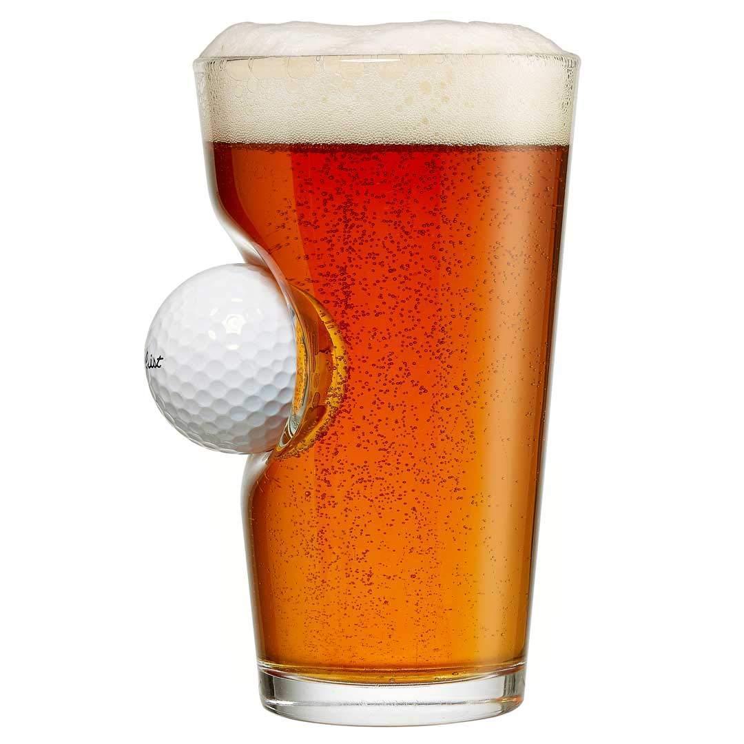 BenShot Pint Glass with Real Golf Ball - Golf Glass Gift