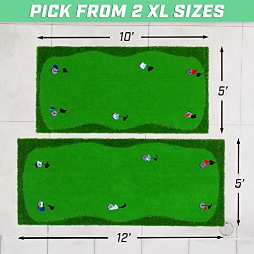 Bigger 12'x5' Golf Putting Greens for Indoor & Outdoor Putting Practice