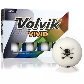 CaddiesShack Custom Jolly Rogers Skull & Crossbones Volvik Vivid Matte Golf Balls - Sleeve