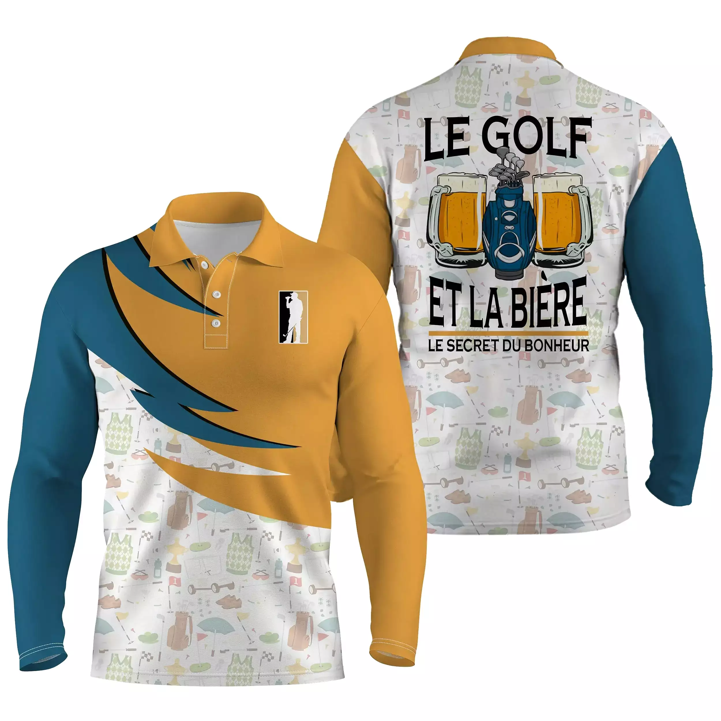 Chiptshirts - Polo De Golf, Cadeau Humour Pour Fans De Golf, Polo de Sport Homme et Femme, Golf et Bière - Le Secret du Bonheur 