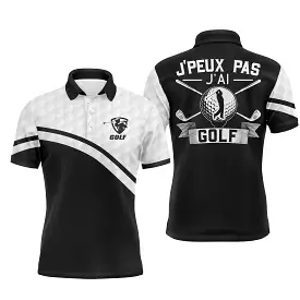 Chiptshirts Polo de Golf, Polo de Sport Manches Longues Homme Femme, Noir et Blanc, Motif Balle de Golf, Golfeur, Golfeuse, J'pe