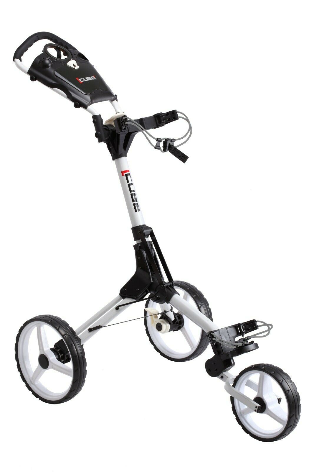 Cube 3 Wheel Compact Golf Push Cart with Umbrella Holder