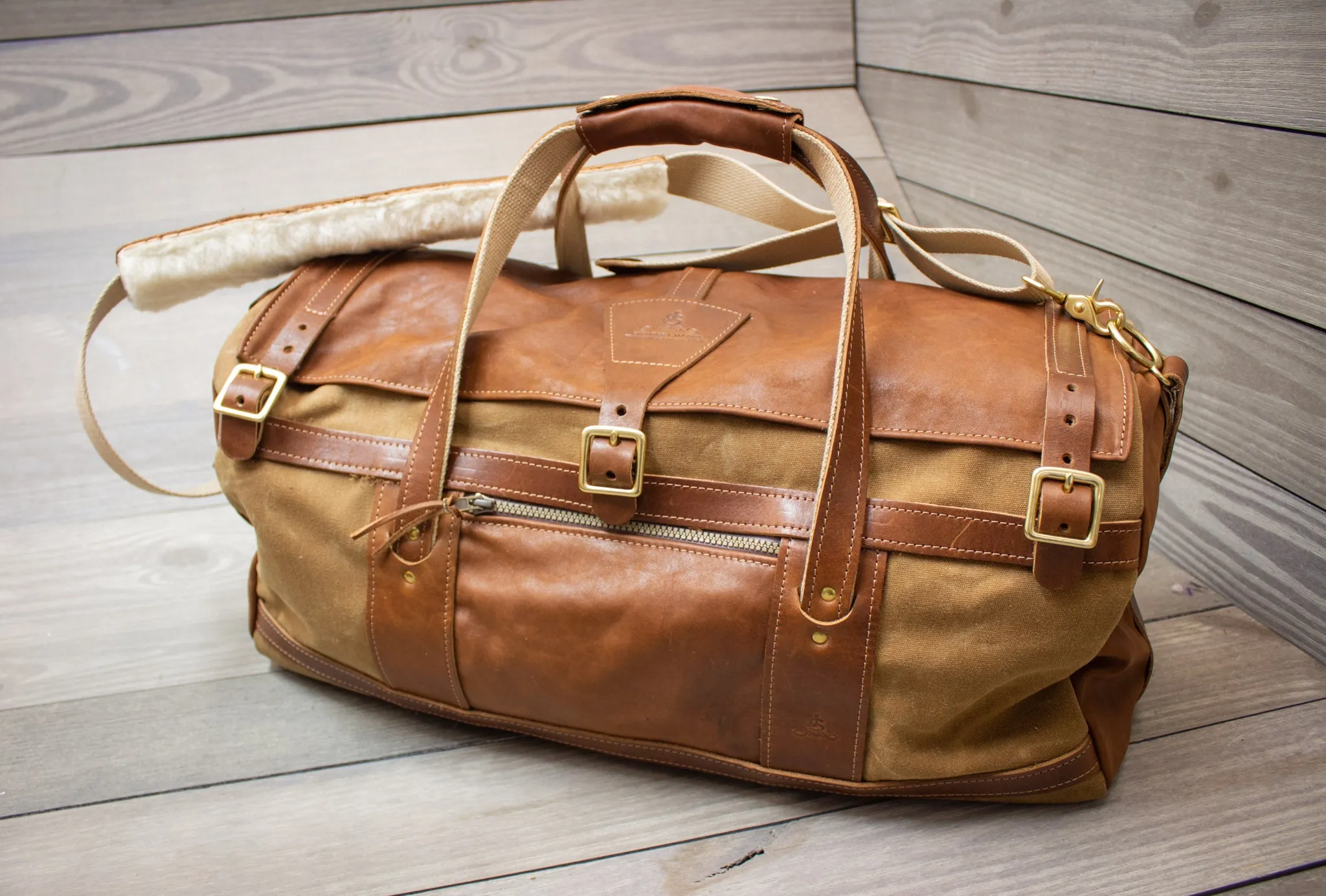 Custom Tour Duffel with Leather Flap and Ends