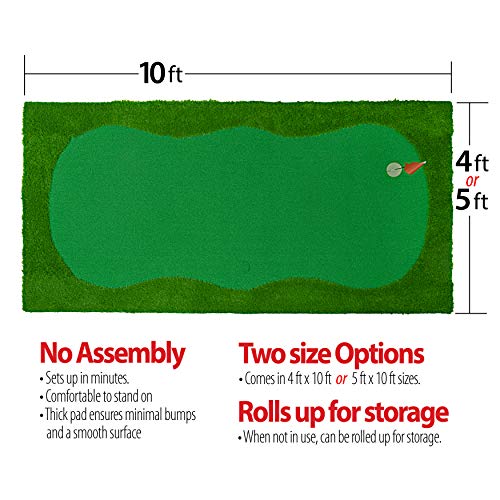 Deluxe Large 5x10 Foot Golf Putting Green - Includes Free Golf Chipping Net