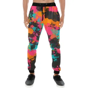 Fiesta Colors Paint Splatter All Over Print Light-Weight Men's Jogger Sweatpants (Non Fleece Lined)