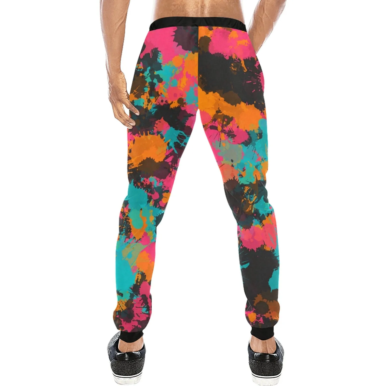 Fiesta Colors Paint Splatter All Over Print Light-Weight Men's Jogger Sweatpants (Non Fleece Lined)