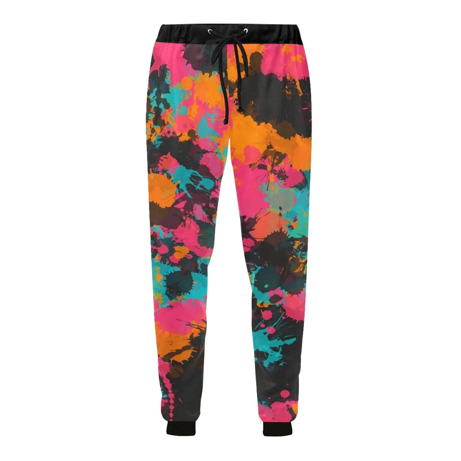 Fiesta Colors Paint Splatter All Over Print Light-Weight Men's Jogger Sweatpants (Non Fleece Lined)