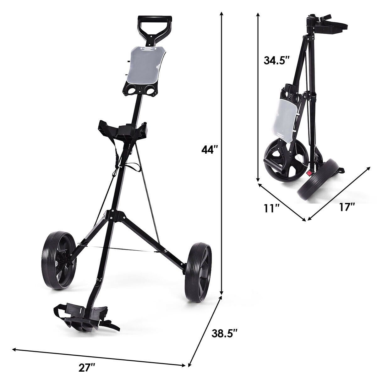 Folding 2 Wheel Golf Pull Cart w/Scoreboard