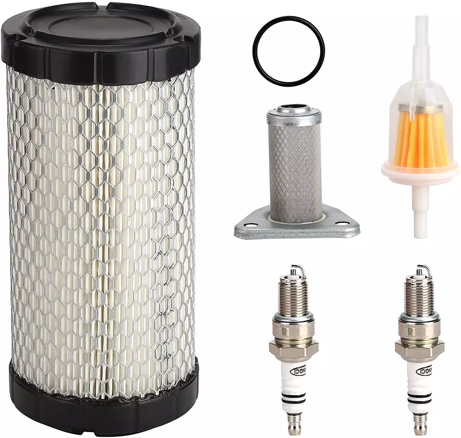 For EZGO Golf Cart Tune Up Kit for TXT RXV Air Filter Oil Filter Fuel Filter Spark Plug - 10L0L