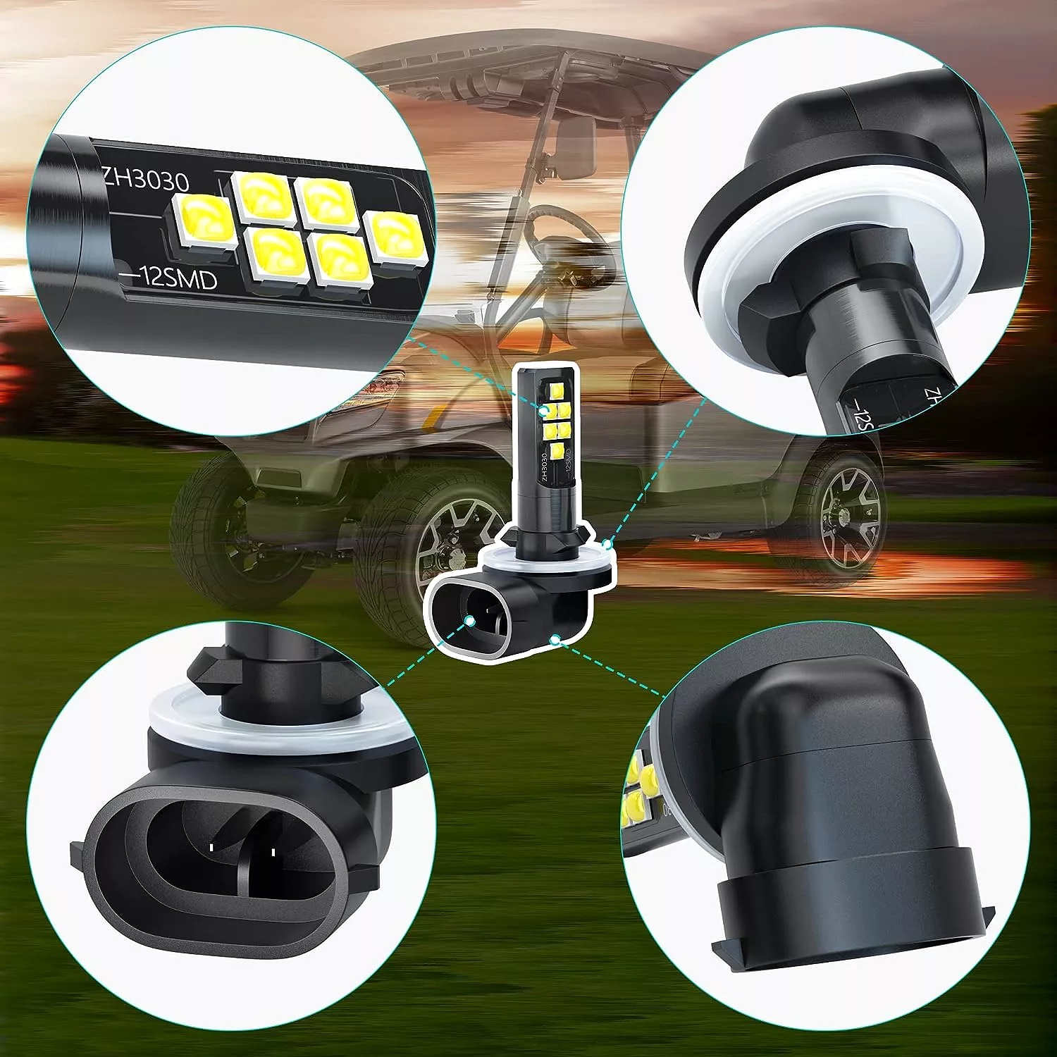 Golf Cart Headlight Bulb LED Bulb for EZGO & Club Car DS Precedent - 10L0L