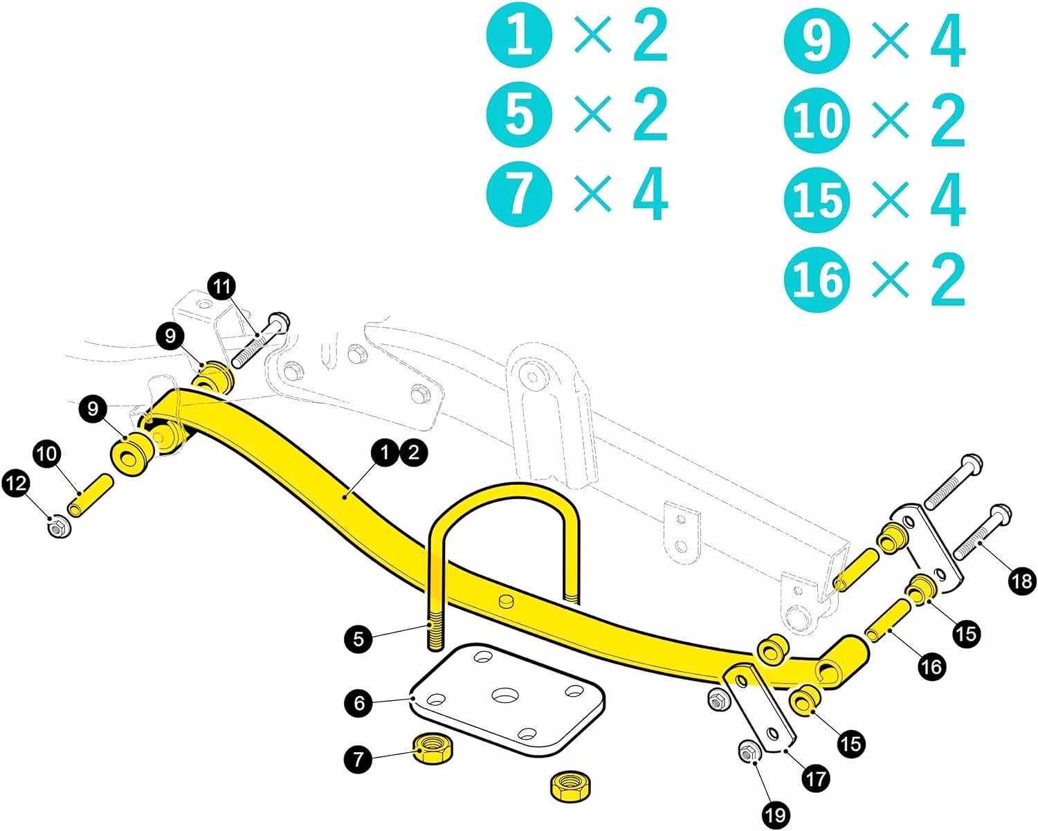 Golf cart leaf spring 2 leaf heavy duty rear spring kit for EZGO RXV 2008-up - 10L0L