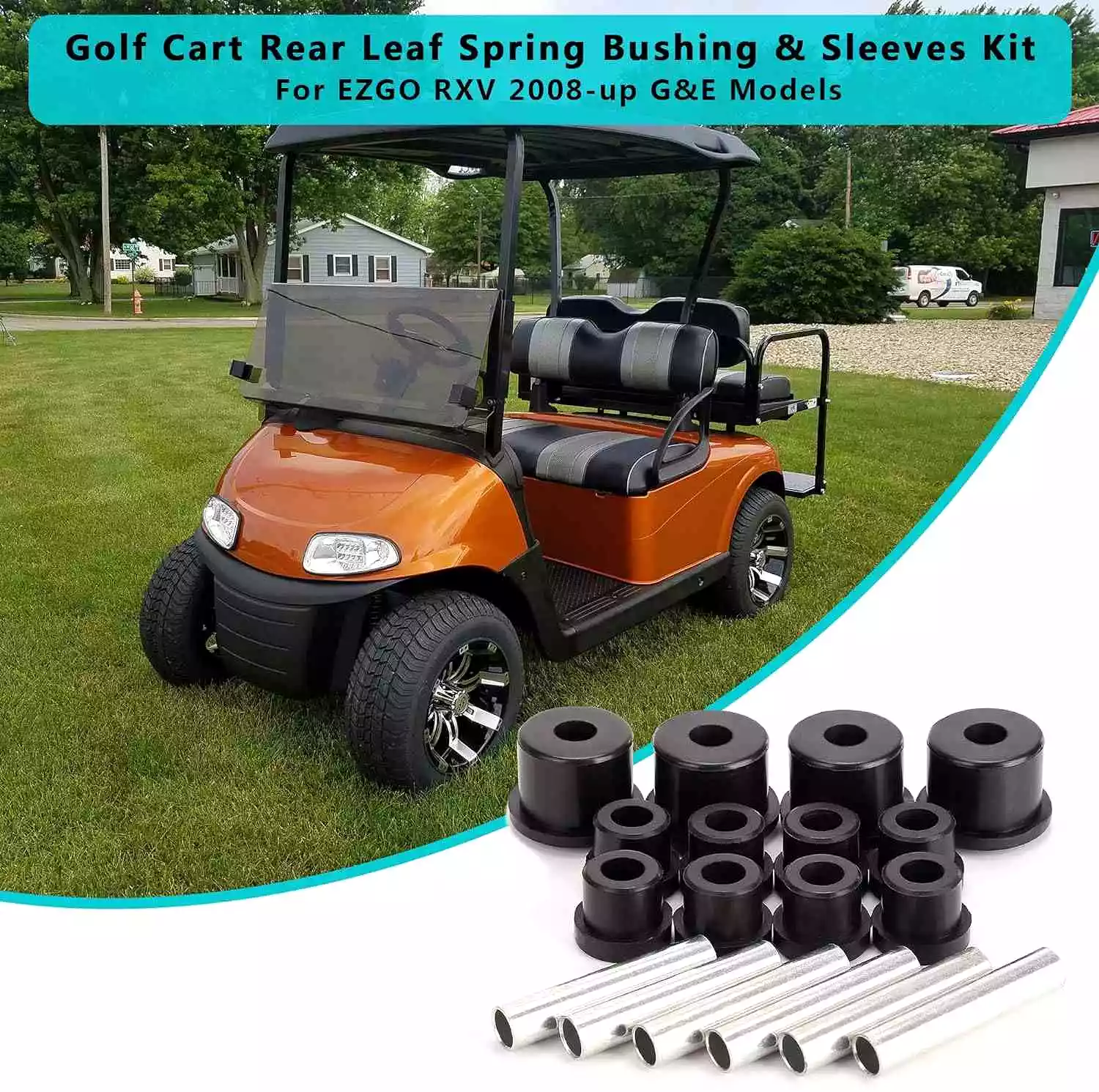 Golf Cart Rear Spring Bushing Kit for EZGO RXV 2008-up Electric and Gas - 10L0L