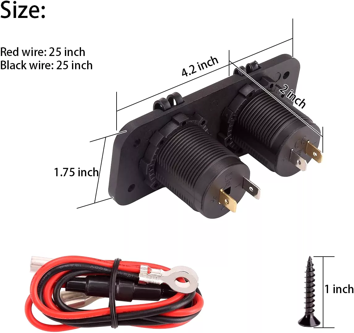 Golf Cart USB Charger 12V Outlet Also Suitable for RVs, Cars, Trucks - 10L0L