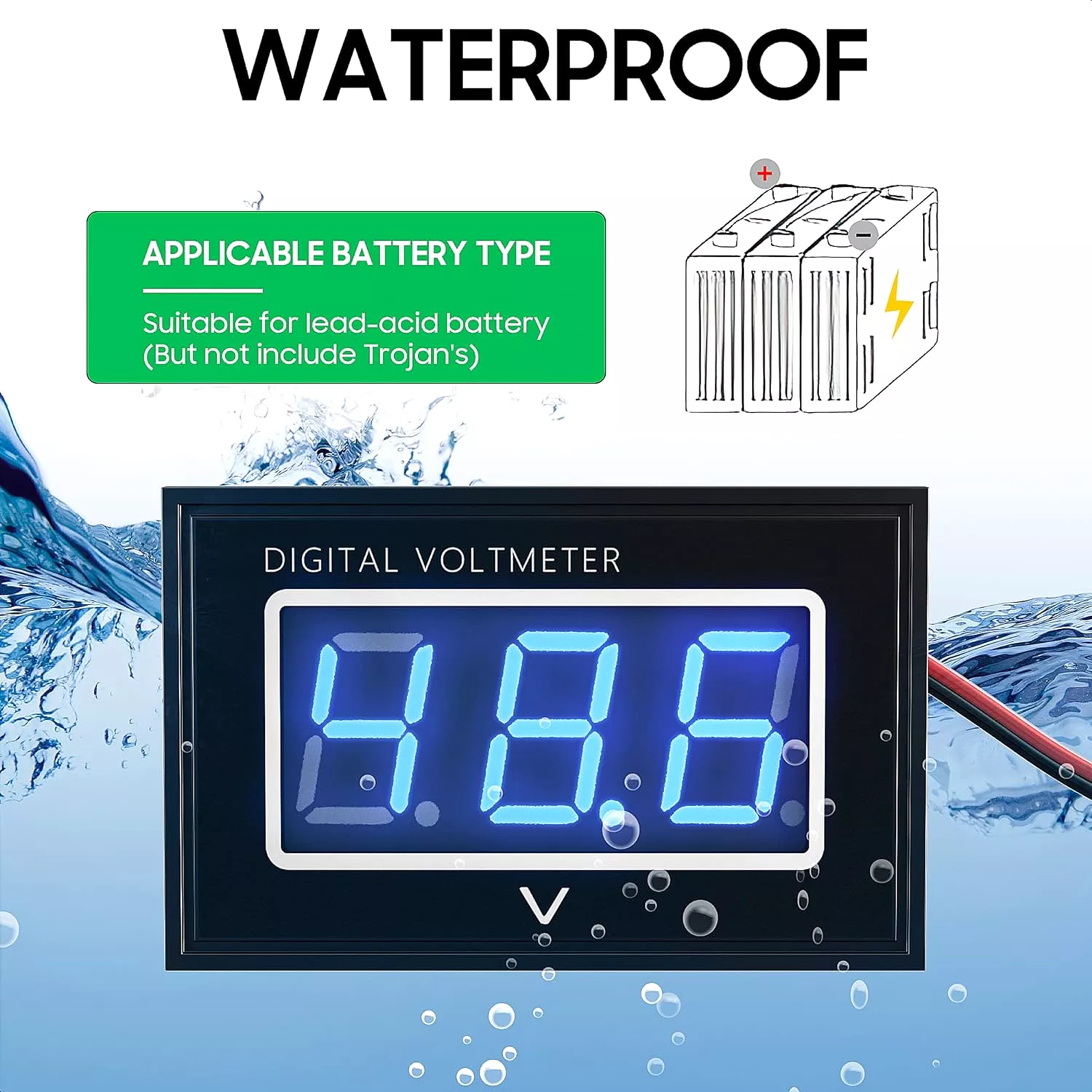 Golf Cart Voltage Meter Digital Battery Monitor for Golf Carts, Trucks, Boats, Scooters - 10L0L