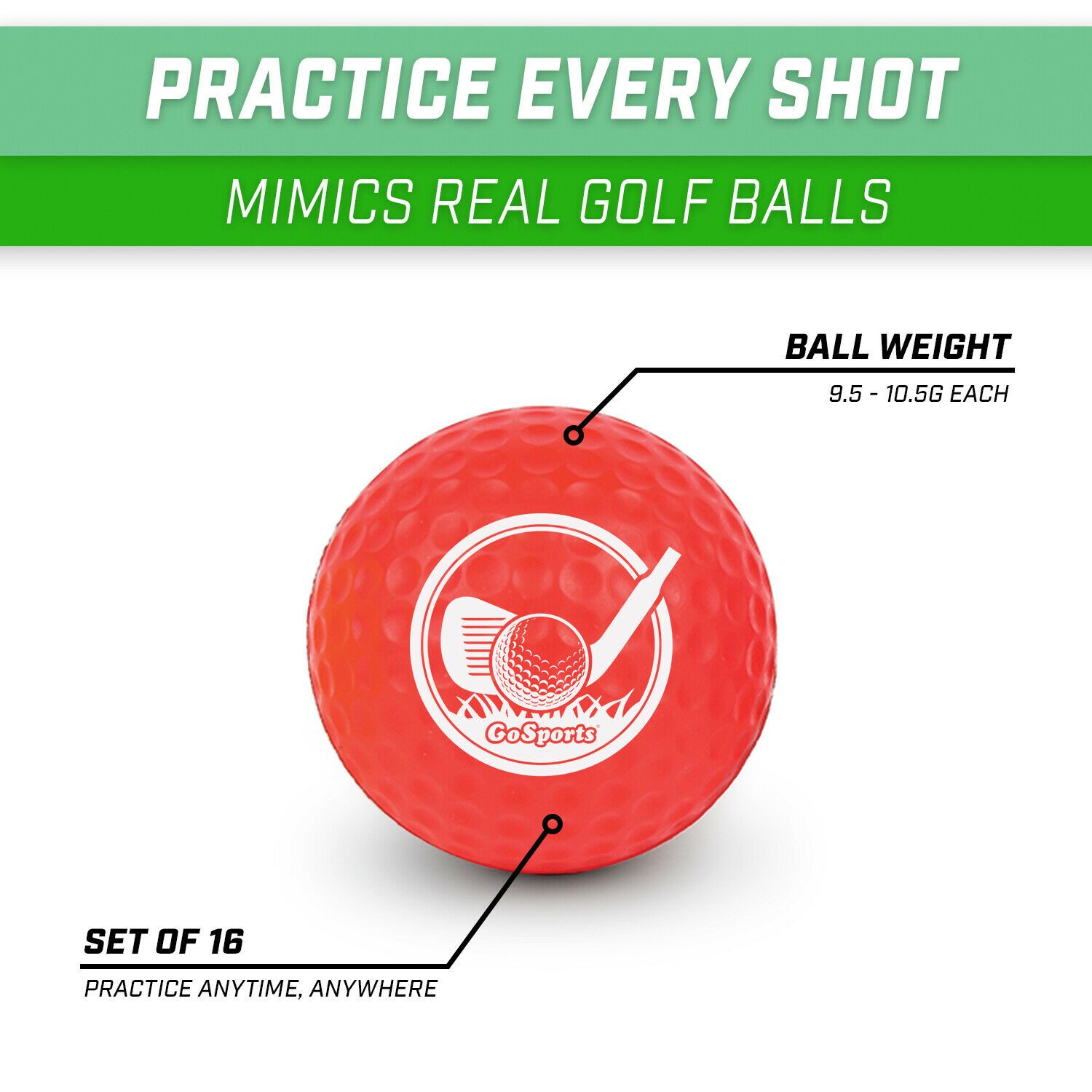 Golf Foam Practice Balls - 16 Pack | Indoor Outdoor Use