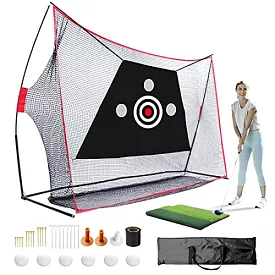 Golf Hitting Net Bundle - 10 Foot Net with 25x25 Hitting Golf Mat