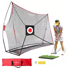 Golf Practice Net with Tri Turf Hitting Mat - Golf Driving Net & Mat