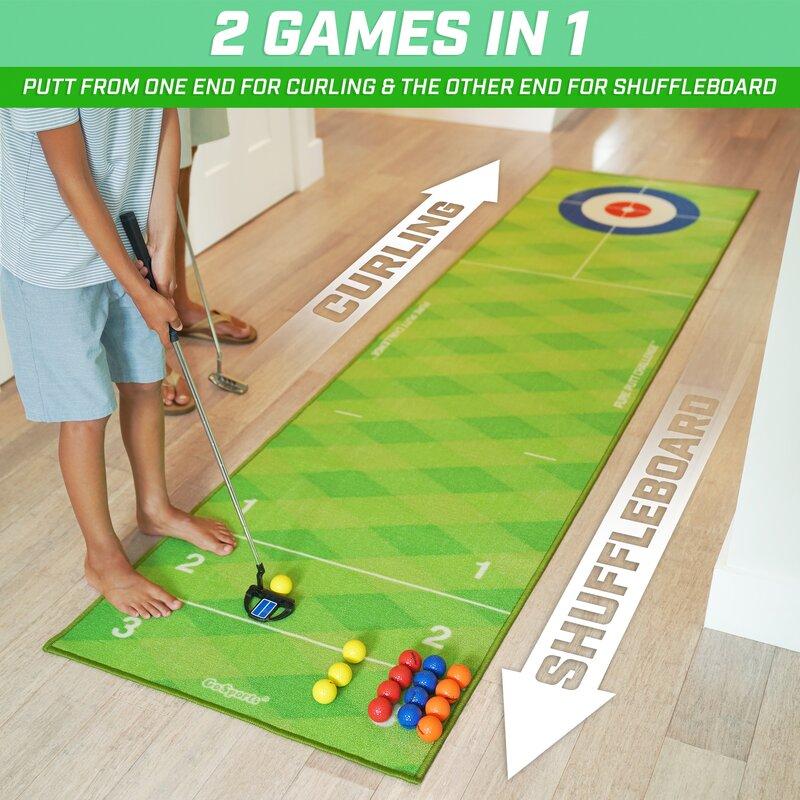 Golf Putting & Shuffleboard Game Set - 2 Fun Putting Games in One!!