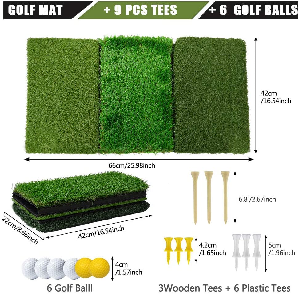 Golf Tri Turf Mat Set - 25x16 3 Turf Golf Mat