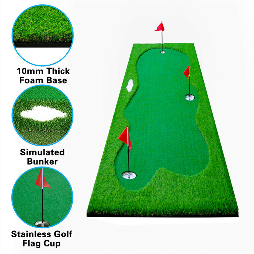 Home Golf Putting Greens - 3.3x10 Foot with 3 Holes & Flags