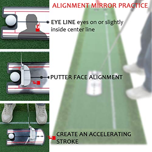 Home Putting Green (2x10 Foot) with Free Golf Alignment Mirror