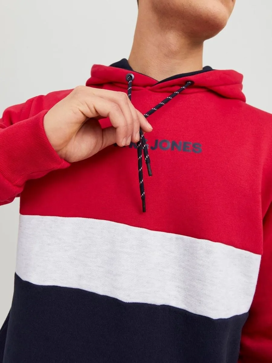 Jack & Jones Blocking Logo Hooded Sweatshirts Tango Red