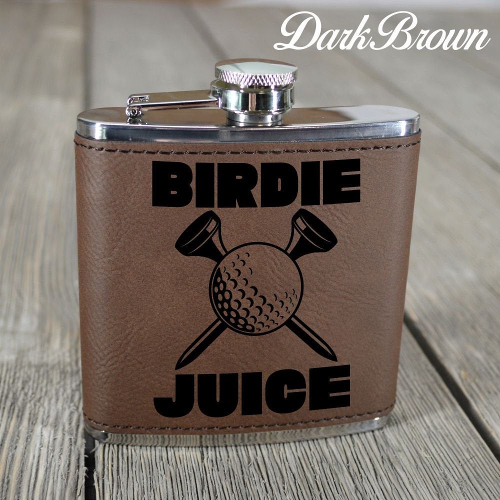 Leather Golf Flask for Birdie Juice - Golf Christmas Gift