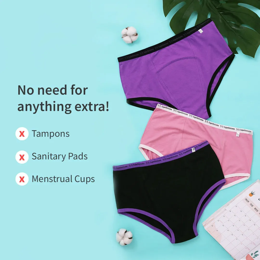 MaxAbsorb Period Underwear Pack of 3 - (1 Lilac and 2 Pink)