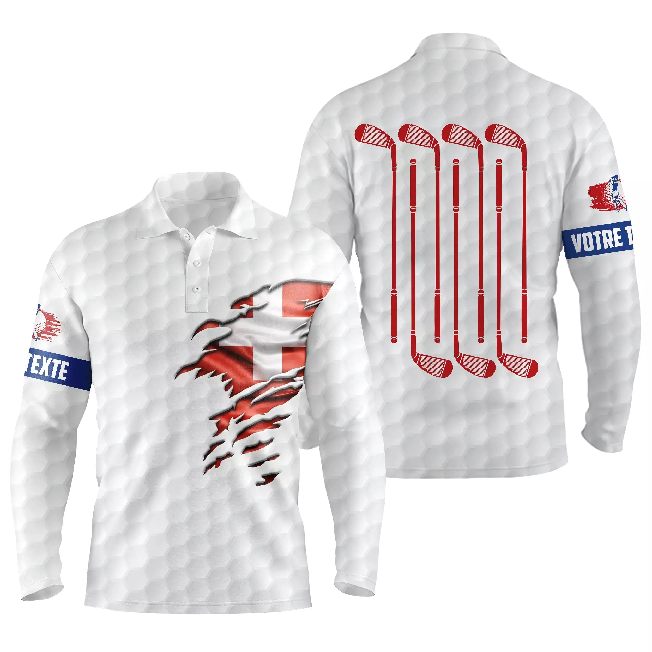 Meilleur Cadeau Golfeur-Golfeuse, Polo de Sport Homme-Femme, Polo à Séchage Rapide, Drapeau Suisse, Club de Golf - CTS11052209S