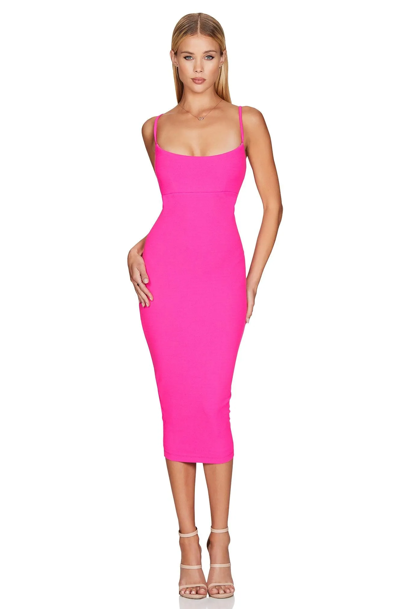 Nookie Bailey Midi Dress - Neon Pink