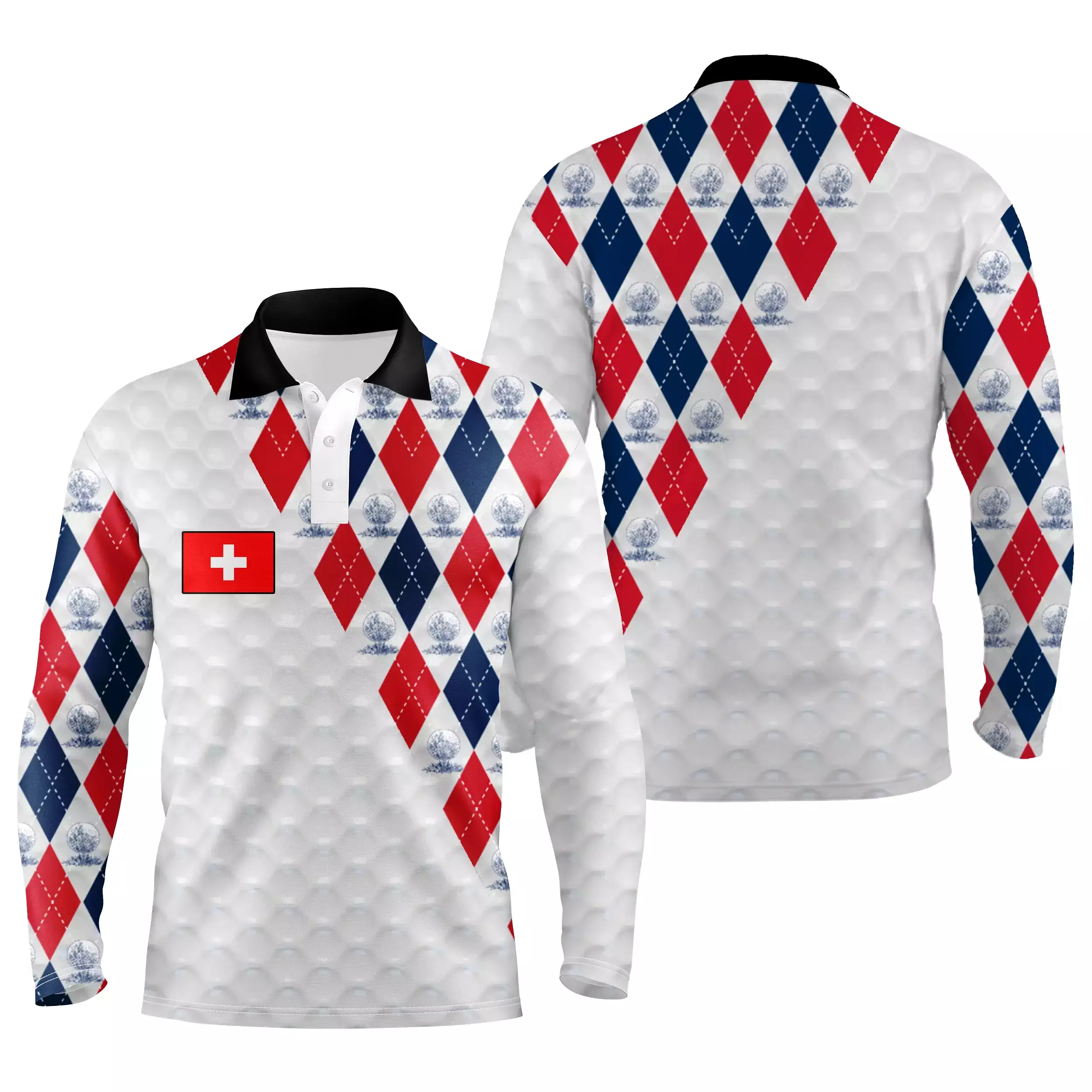 Polo de Golf Homme Et Femme, Drapeau Suisse, Cadeau Porte Bonheur Golfeur - CT10092223