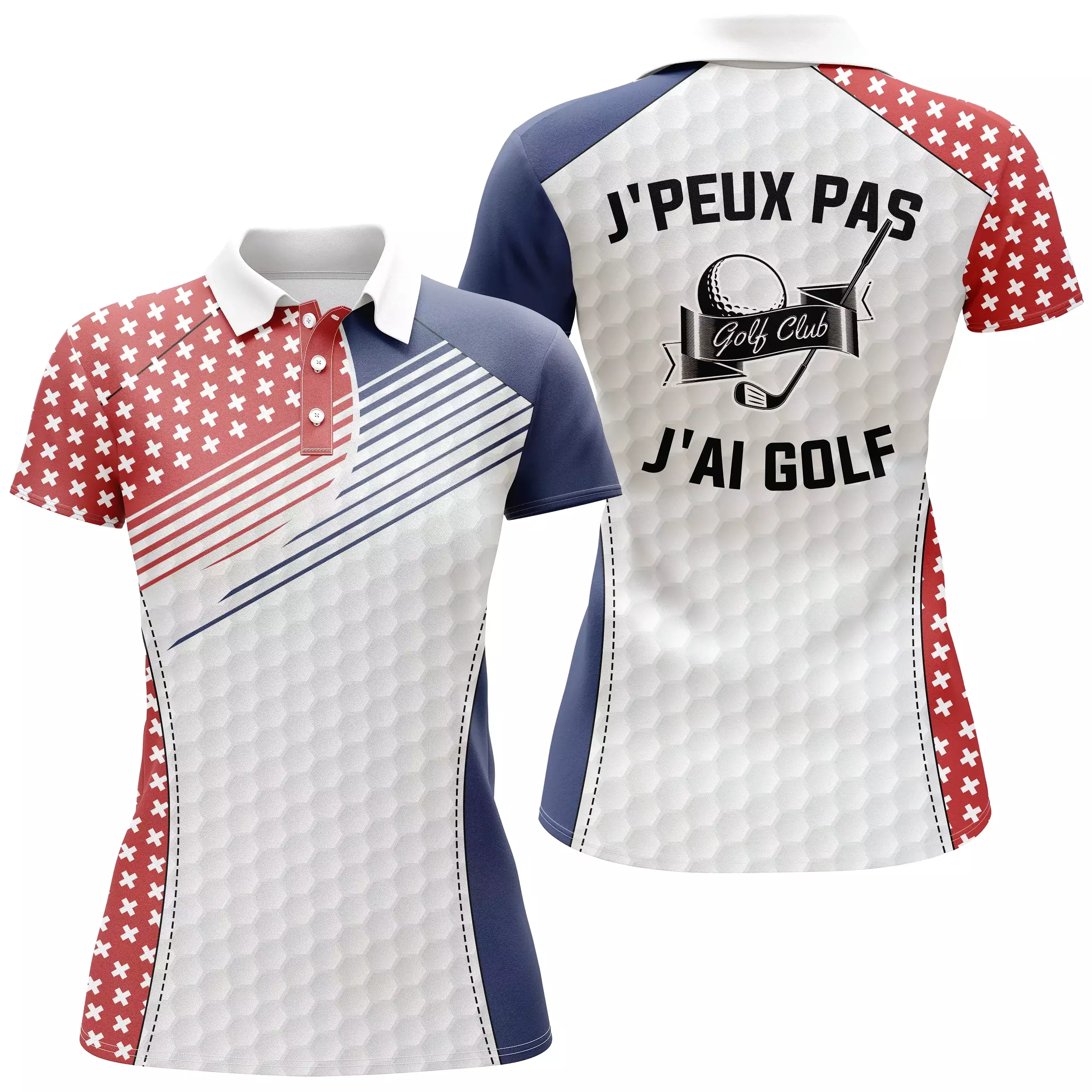 Polo de Golf Homme Femme, Cadeau Original Fan de Golf, Golfeur, Drapeau Suisse - CT06082216