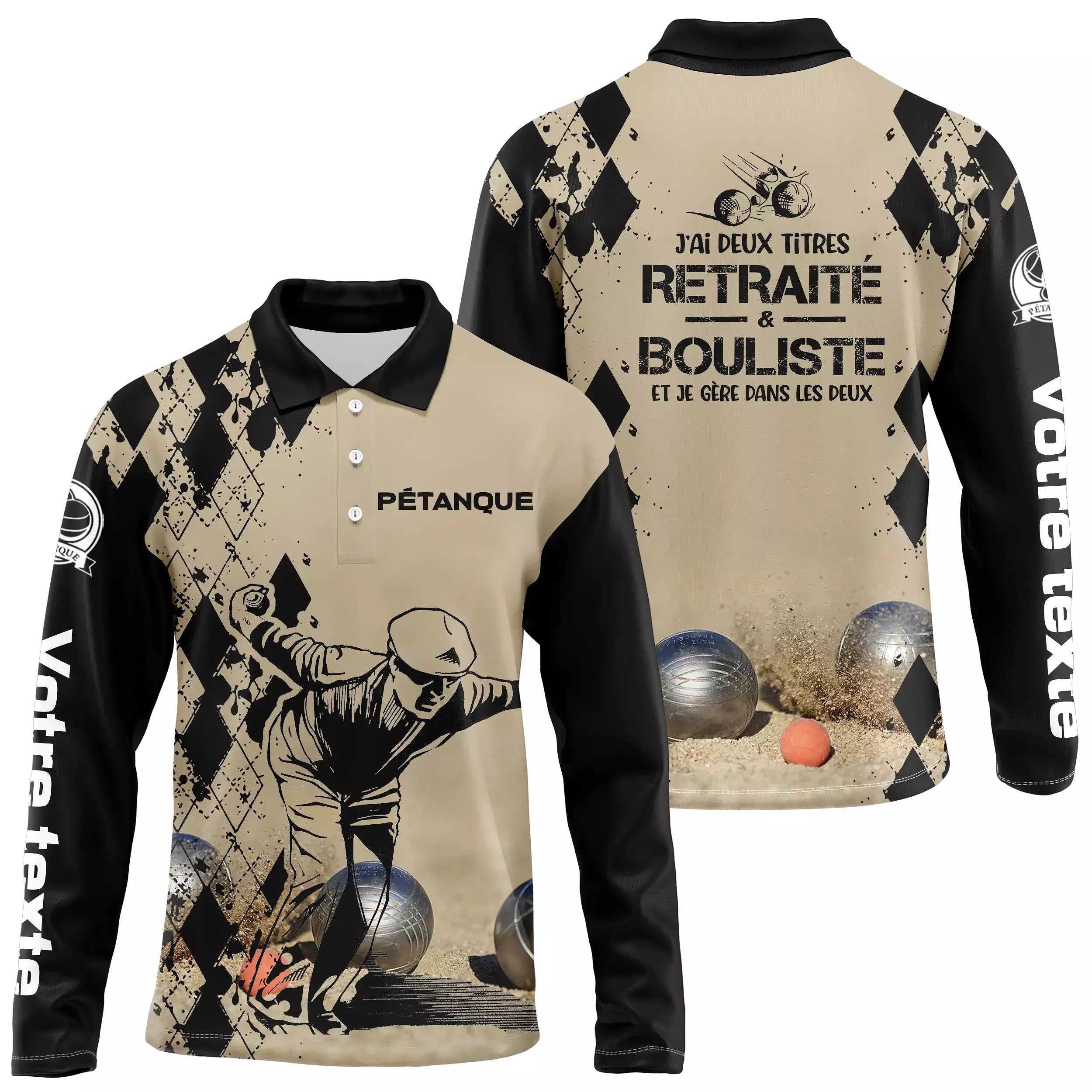 Polo Pétanque, Cadeau Humour Personnalisé Bouliste, J'ai Deux Titres Retraité Et Bouliste - CT19112220