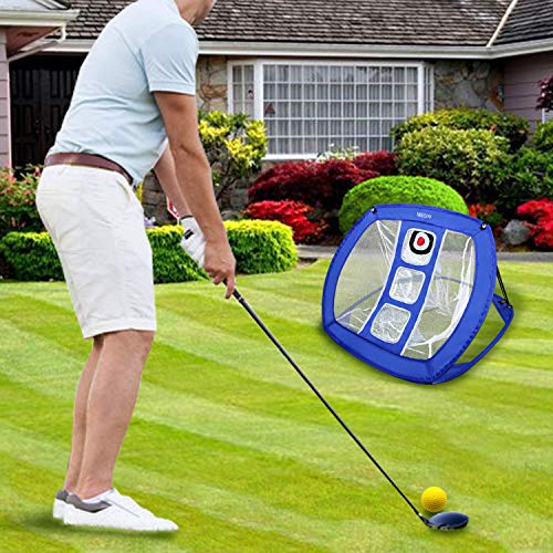 Pop Up Golf Chipping Net | Backyard Training Set with 15 Balls & 2 Hitting Mats