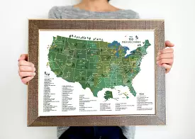 Push Pin Map Board - Golf Courses in USA Framed