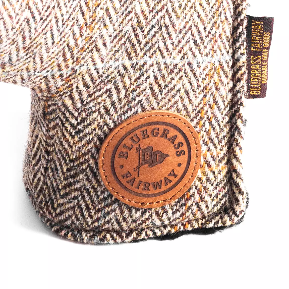 Redan putter cover in Harris Tweed Brown Herringbone