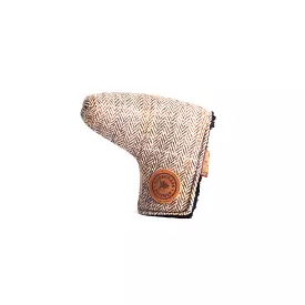 Redan putter cover in Harris Tweed Brown Herringbone