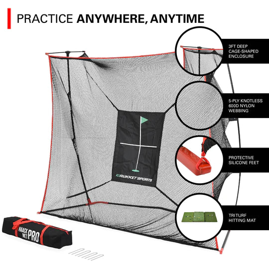 Rukket Haack Pro Golf Net + Tri Turf Mat